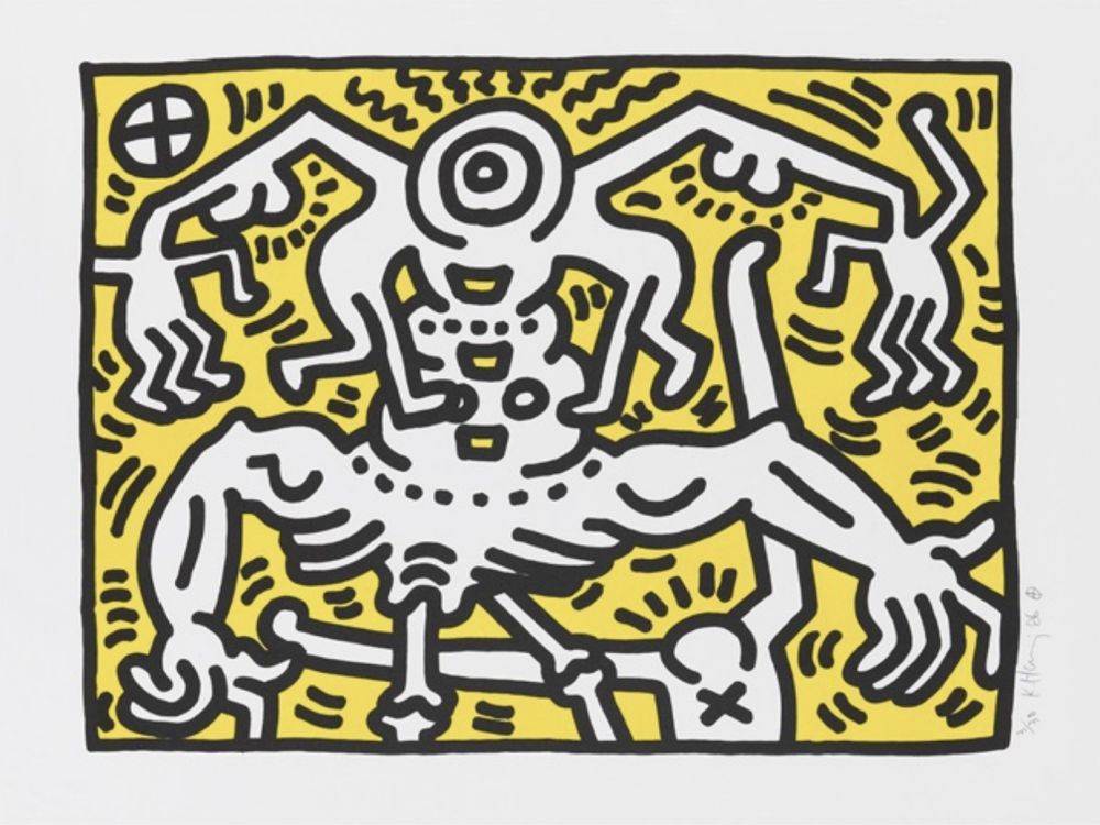 Lithographie Haring - Untitled 1986 