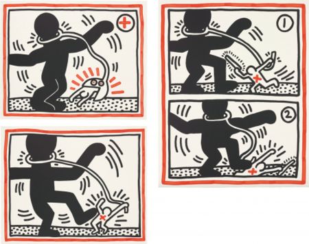 Lithographie Haring - Untitled (Free South Africa)
