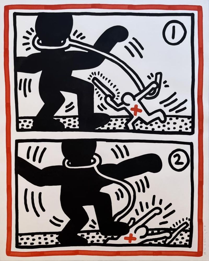 Lithographie Haring - Untitled (Free South Africa #3)