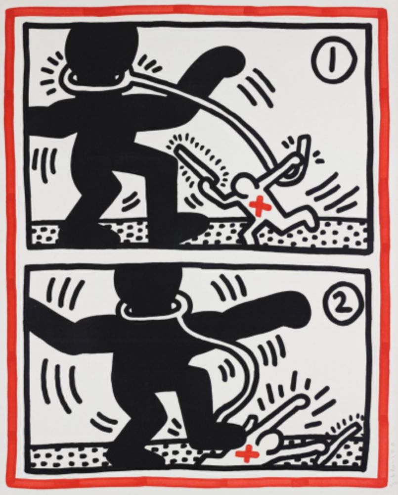 Lithographie Haring - Untitled (from Free South Africa)