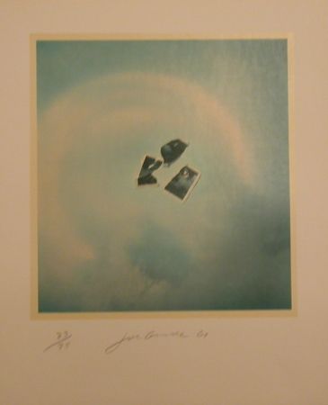 Lithographie Goode - Untitled (photo pieces on blue background)