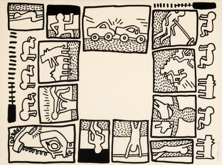 Siebdruck Haring - Untitled (Plate 4) from The Blueprint Drawings