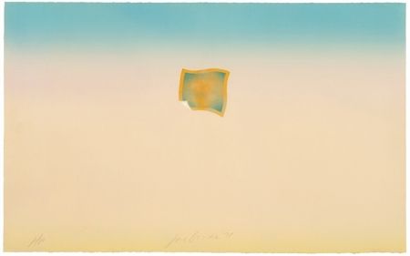 Lithographie Goode - Untitled (small orange photo on peach and blue background)