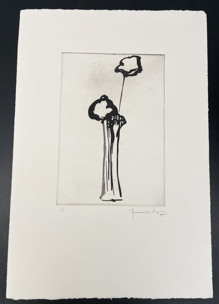 Radierung Und Aquatinta Hernandez Pijuan - Untitled (Vase and Flower)
