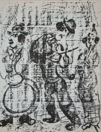 Lithographie Chagall - Vagabondes faire la musique