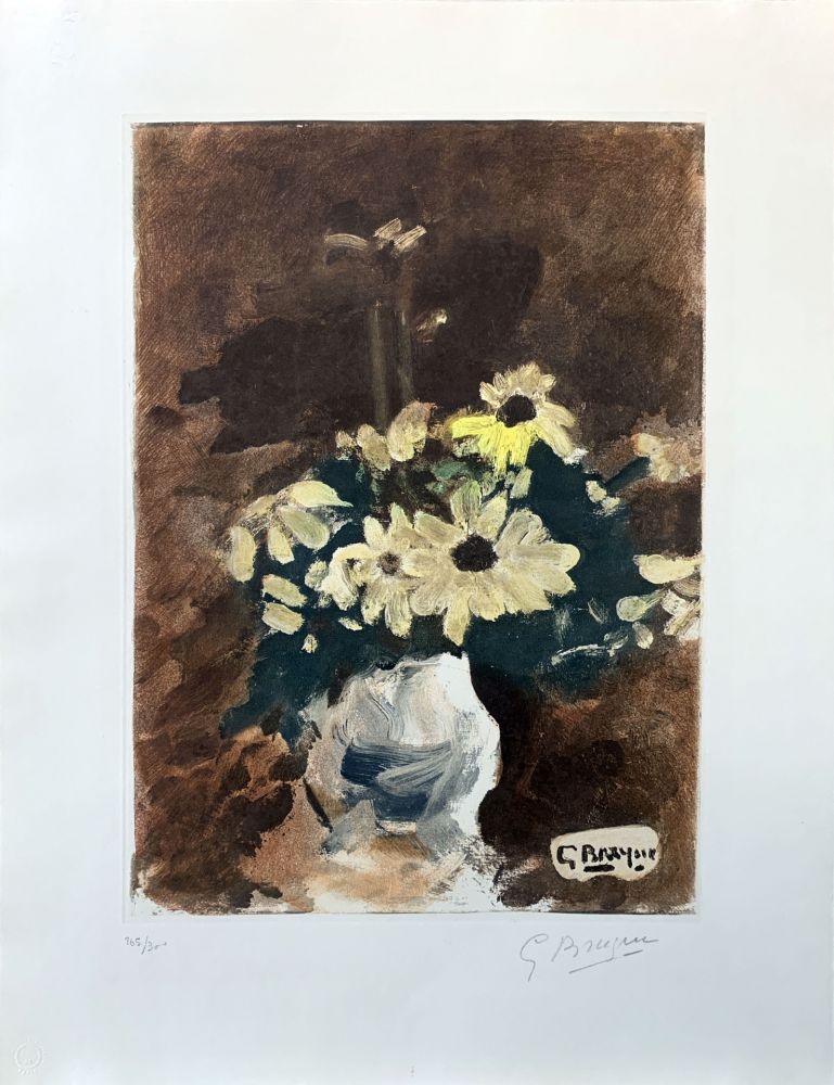 Radierung Braque (After) - Vase de fleurs jaunes