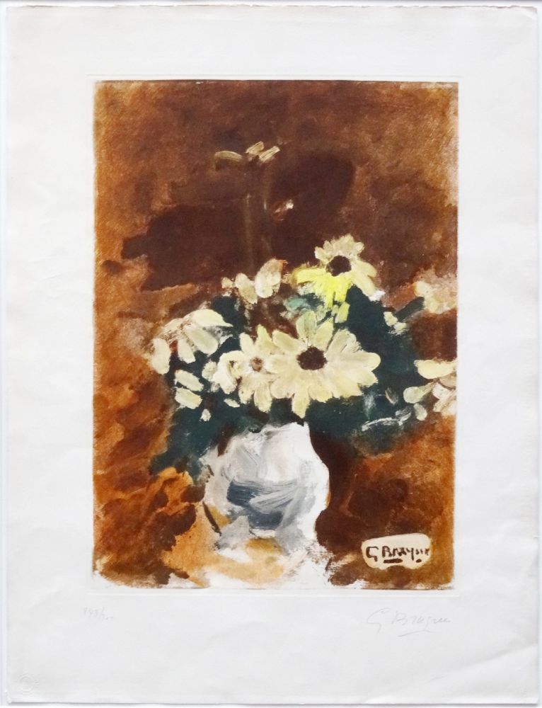 Aquatinta Braque - Vases aux fleurs jaunes