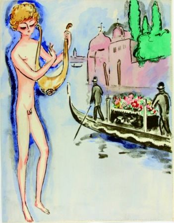 Pochoir Van Dongen - Venise- Boy with harp