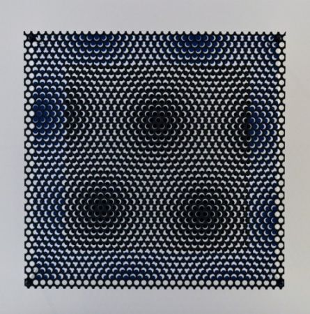 Holzschnitt Asis - Vibration carré noir et bleu