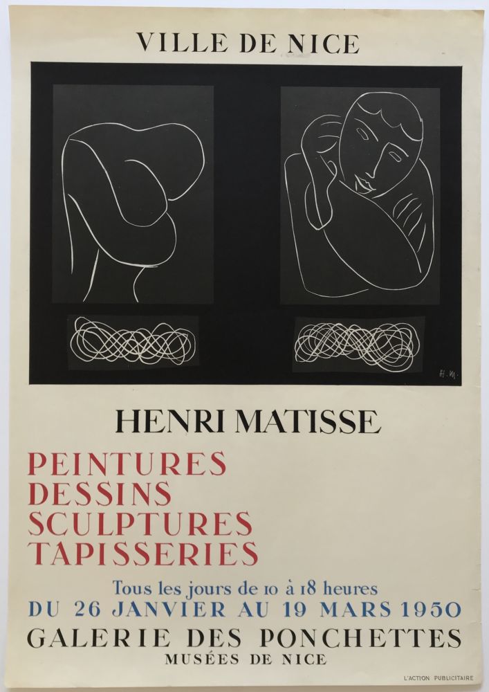 Lithographie Matisse - Ville de Nice - Galerie des Ponchettes