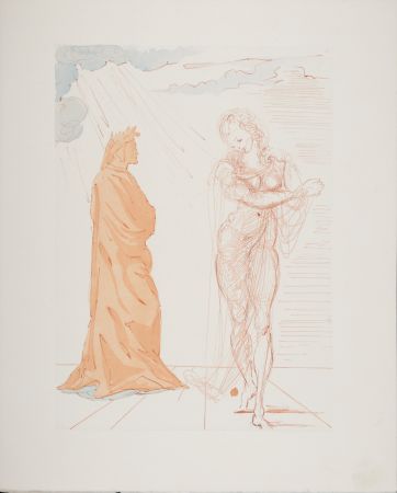 Holzschnitt Dali - Virgile réconforte Dante, 1963