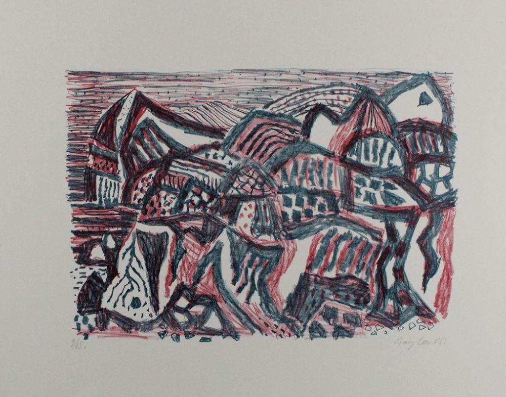 Lithographie Bargheer - Vulkanische Landschaft