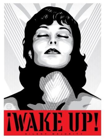 Siebdruck Fairey - Wake Up (White)