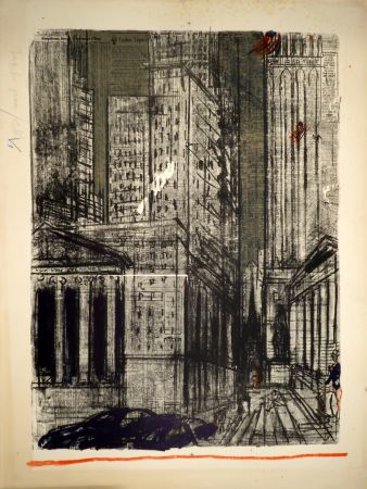 Lithographie Varlin (Guggenheim, Willy) - Wall-Street