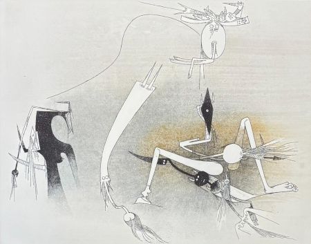 Aquatinta Lam - Wifredo Lam (1902–1982) - Untitled from ''Visible Invisible'' folder - Aquatint etching on Goya paper - 1972