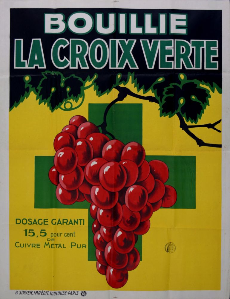 Lithographie Anonyme - Wine poster Bouillie La Croix Verte, c. 1920 - Large lithograph poster