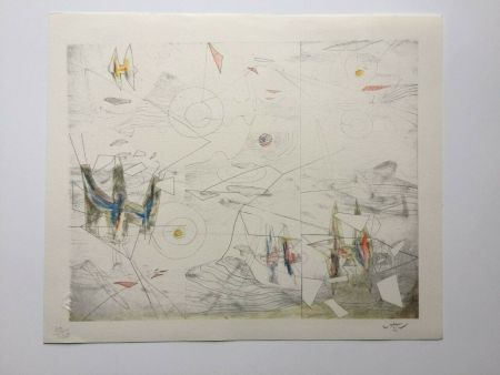Lithographie Matta - Wings of light (from Morfolgie Verbali)
