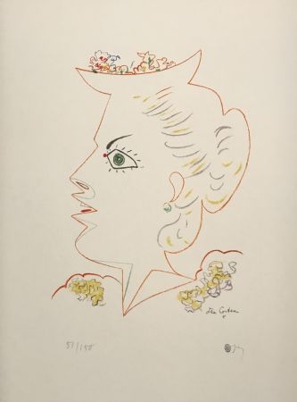 Lithographie Cocteau - Woman in Profile