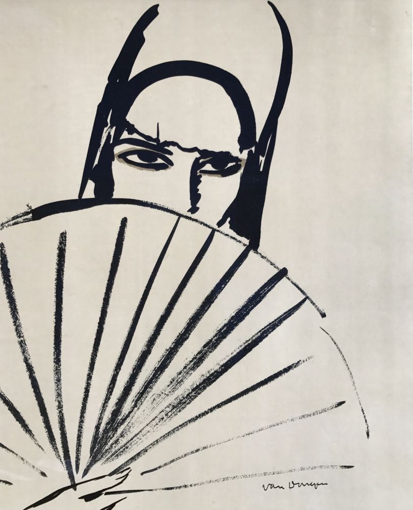 Lithographie Van Dongen - Woman with fan
