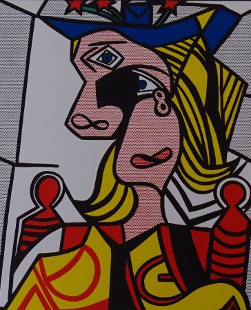 Siebdruck Lichtenstein - Woman with flowered hat