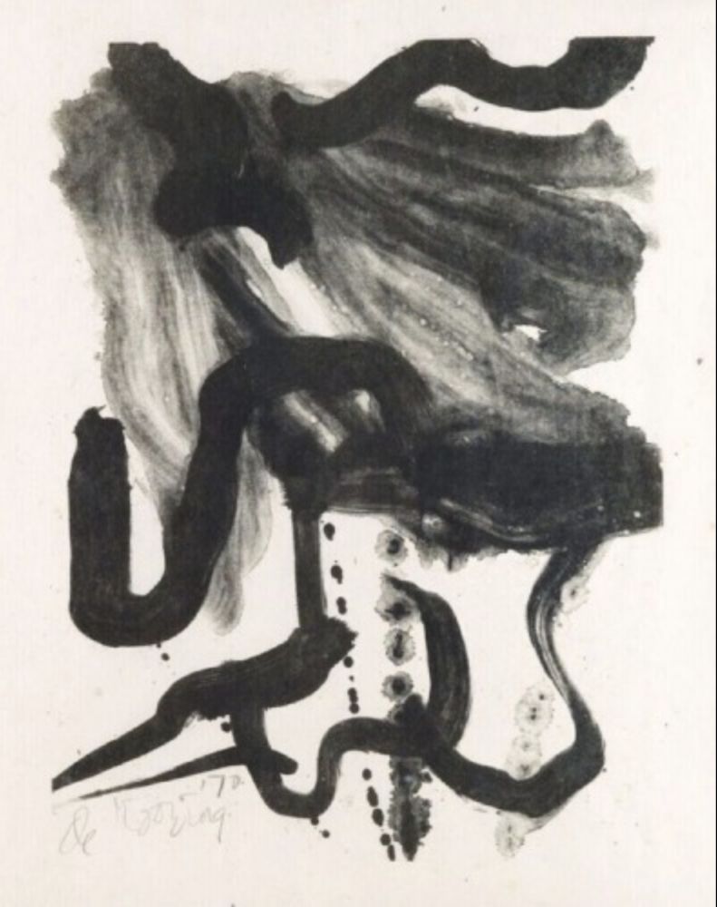 Lithographie De Kooning - Woman with long hair and corset