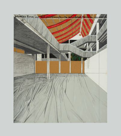 Lithographie Christo - Wrapped floors and covered windows (Project for Museum Wurth Kenzelsau)