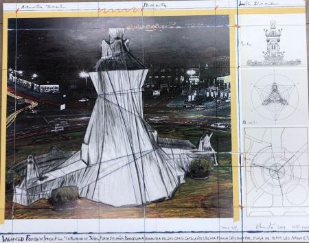 Lithographie Christo - Wrapped Fountain, project for la Fontana