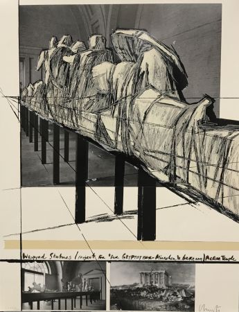 Siebdruck Christo & Jeanne-Claude - Wrapped Statues – Project for DerGlypotek-Munchen, West Germany, Aegina Temple