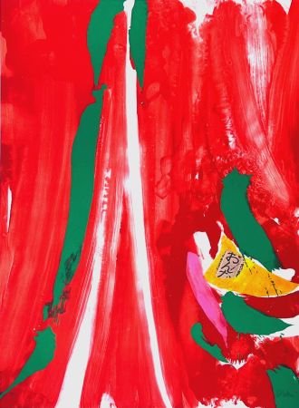 Lithographie Debré - Xian rouge et orange 