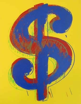 Siebdruck Warhol - Yellow Dollar