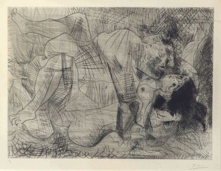 Kaltnadelradierung Picasso - Étreinte I