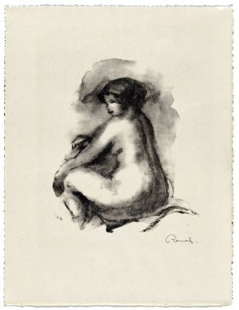 Lithographie Renoir - Étude de femme nue, assise