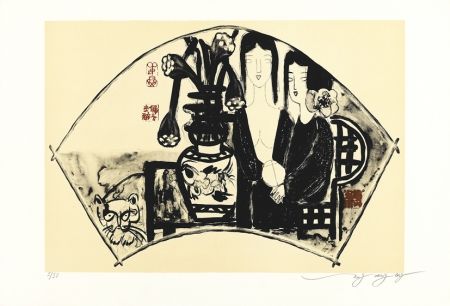 Lithographie Tongzhengang - éventail