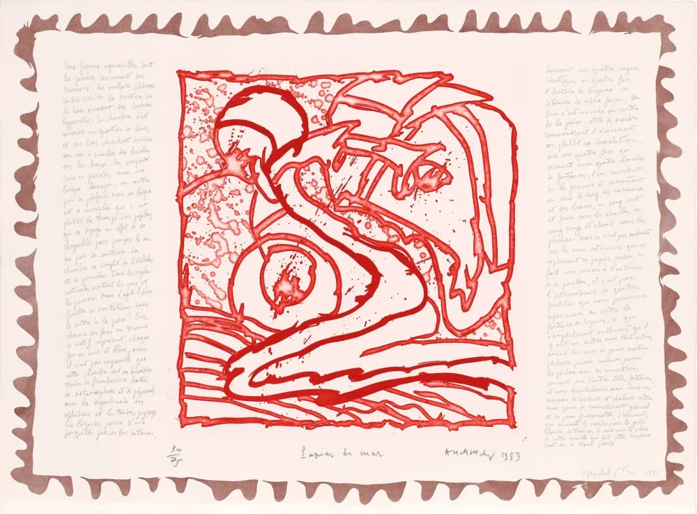 Radierung Alechinsky - Le chien roi – Papier de mur