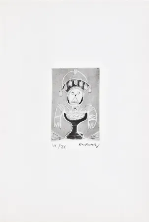 Radierung Alechinsky - Les métiers 06: Le coiffeur