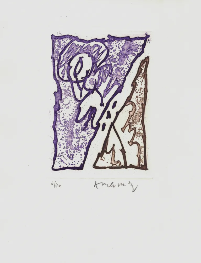 Radierung Alechinsky - '' Maint Corps de Chambres ''