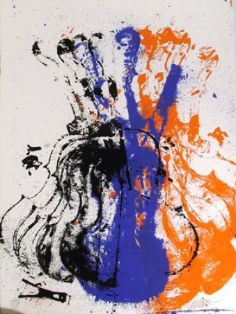 Siebdruck Arman - Squeezed Blue Fiddle