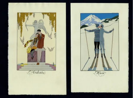 Illustriertes Buch Barbier - FALBALAS ET FANFRELUCHES. Almanach des modes présentes, passées et futures pour 1922, 1923, 1924, 1925 et 1926. Collection complète