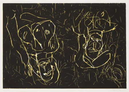 Holzschnitt Baselitz - Woman and woman