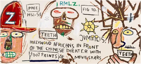 Siebdruck Basquiat - HOLLYWOOD AFRICANS IN FRONT OF THE CHINESE THEATER WITH FOOTPRINTS OF MOVIE STARS