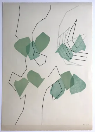 Lithographie Beaudin - Arbre et feuilles I ( (feuilles évadées)