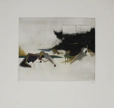 Radierung Und Aquatinta Beeri - Graue Landschaft / Gray Landscape