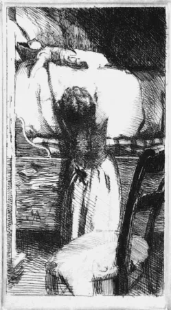 Radierung Besnard - La pupée