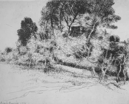 Radierung Bianchi Barriviera - Paesaggio alla via Nomentana