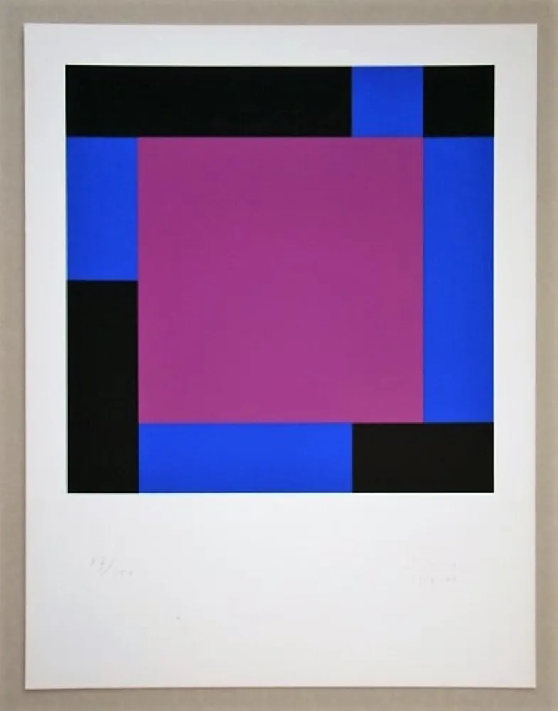 Siebdruck Bill - Quadrat in gegenläufigen Reflexionen