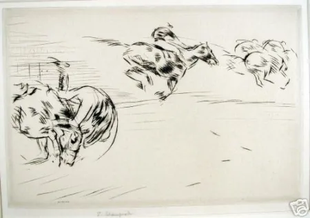 Kaltnadelradierung Blampied - The tumble