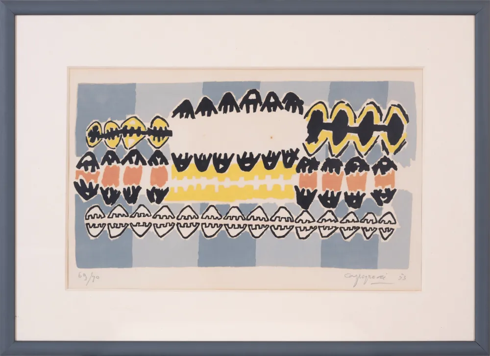 Lithographie Capogrossi - Giuseppe Capogrossi (1900-1972) - Coloured lithograph on paper - 1953