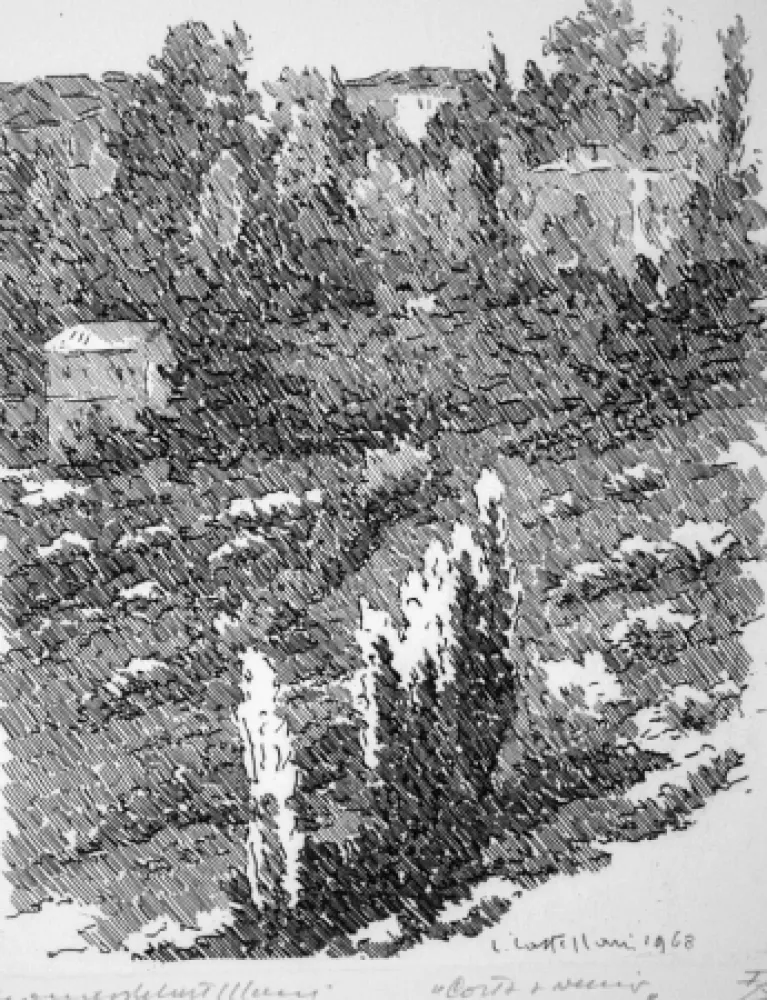 Radierung Castellani - Costa Avernio