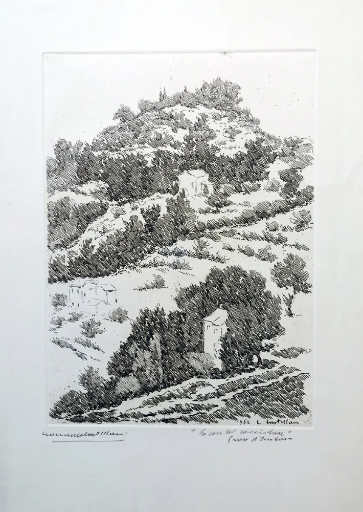 Radierung Castellani - La casa del cacciatore