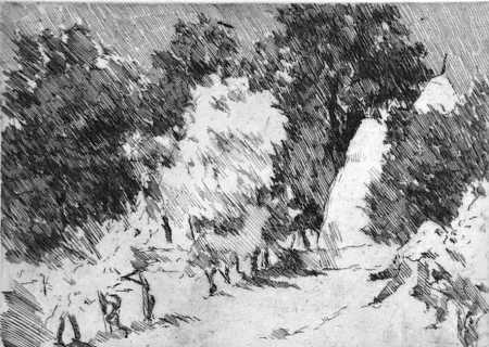 Radierung Castellani - Piccolo paesaggio a Reforzate